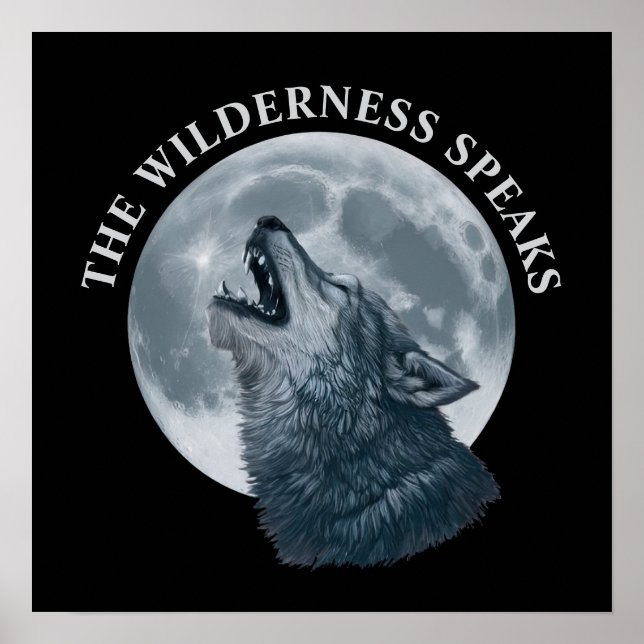 Poster Howling Wolf and Moon (Frente)