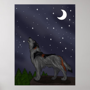 Poster Howling Wolf (Cinza)