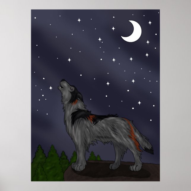 Poster Howling Wolf (Cinza) (Frente)