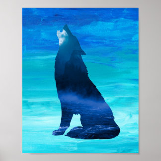 Poster Howling Wolf for Wolf Lovers 