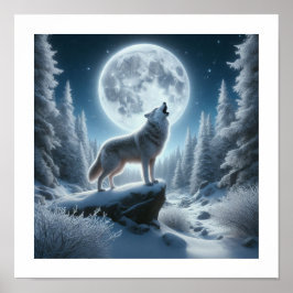 Poster Howling Wolf In Winter