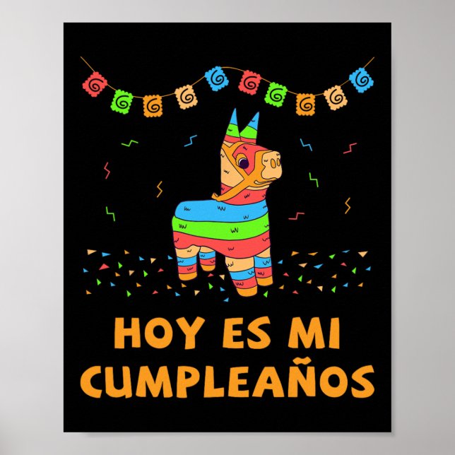 Poster Hoy Es Mi Cumpleanos Pinata Birthday Cinco De Mayo (Frente)