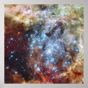 Pôster Hubble vê clusters de estrelas em um curso de col
