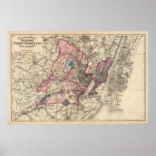 Pôster Hudson, Union, Essex Cos, NJ