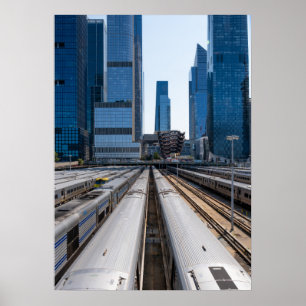 Poster Hudson Yards NYC Trens de Passageiros e Arranha-Cé