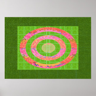 Pôster HUEs de Verde e Chakra Oval, Vidro Mantido, Rosa