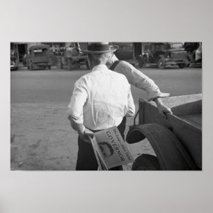 Pôster Huey Long Supporter em Louisiana, 1930