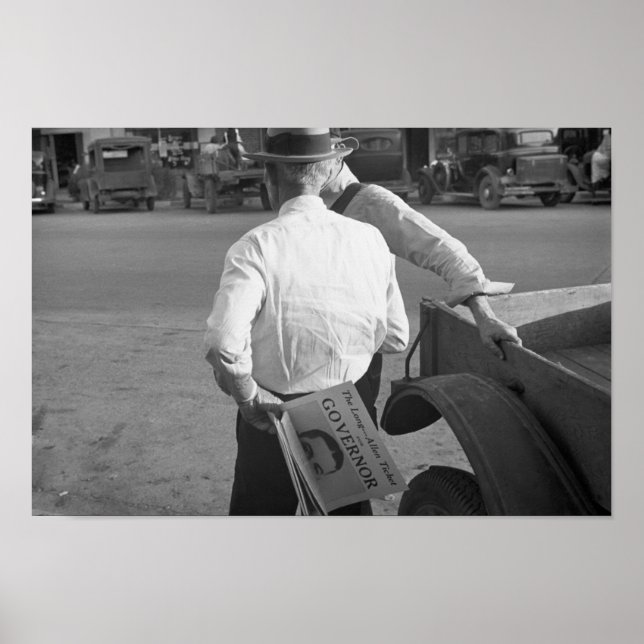 Pôster Huey Long Supporter em Louisiana, 1930 (Frente)