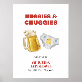 Poster Huggies Chuggies Beer Diaper Baby Shower Welcome