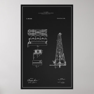 PÔSTER HUGHES TOOL COMPANY OIL DERRICK PATENT 1916