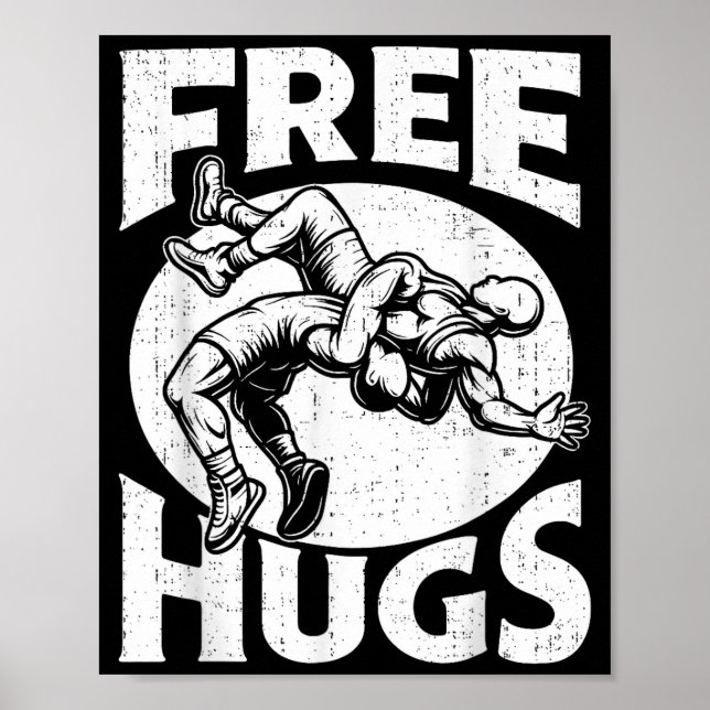 Poster Hugs Funny Wrestling Humor Wrestler Wrestle Men Wo (Frente)