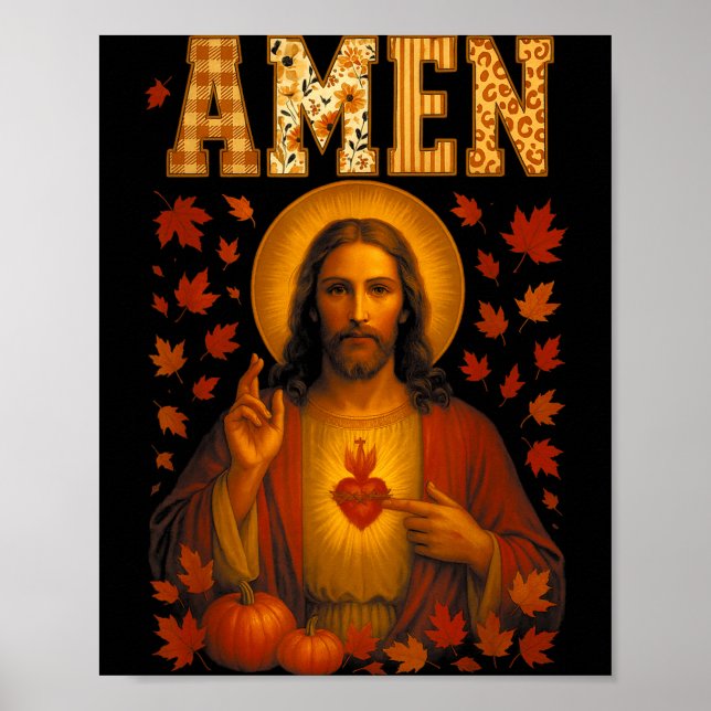 Poster Hugvyn Amen Fall Jesus Christian Bible Verses Than (Frente)