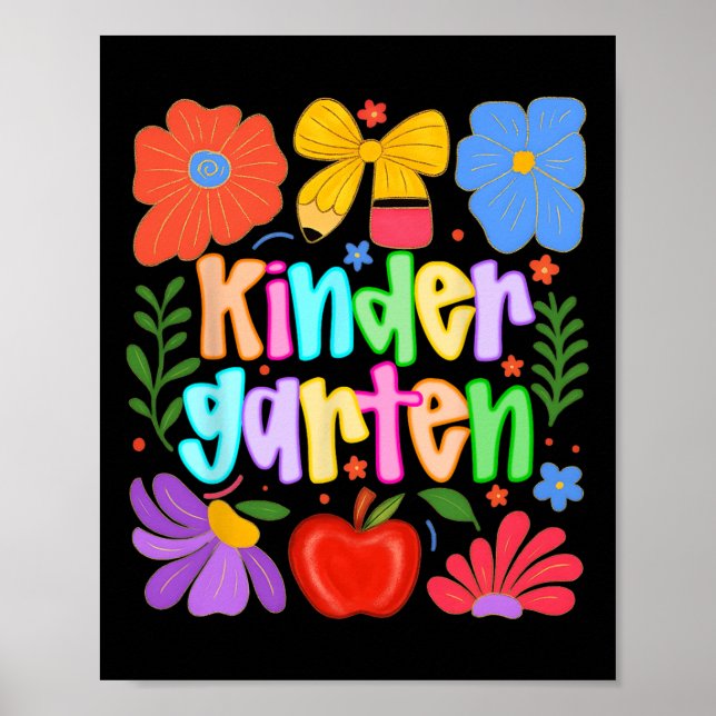 Poster Hugvyn Back To School Kindergarten Preppy Teacher  (Frente)