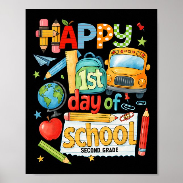 Poster Hugvyn Back To School Second Grade Teacher 2nd Gra (Frente)