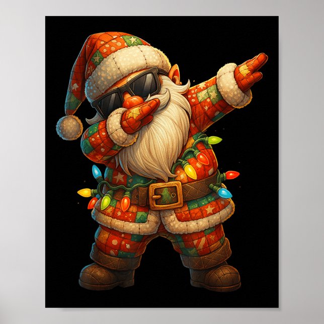 Poster Hugvyn Christmas_ Patchwork Dabbing Papai Noel Xm (Frente)