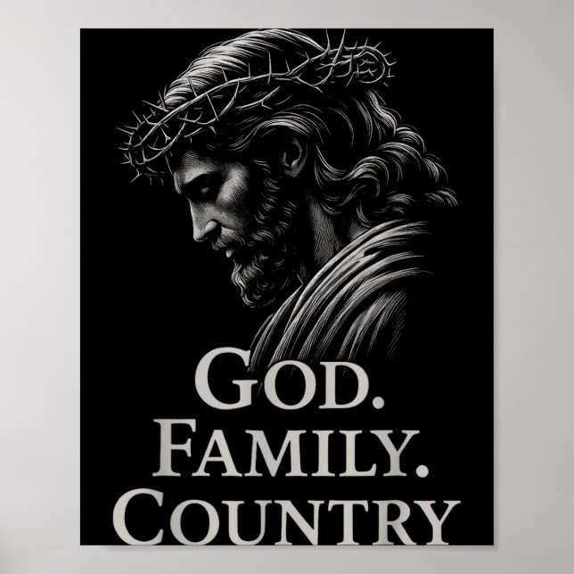 Poster Hugvyn God Family Country Jesus Christian Faith Mi (Frente)