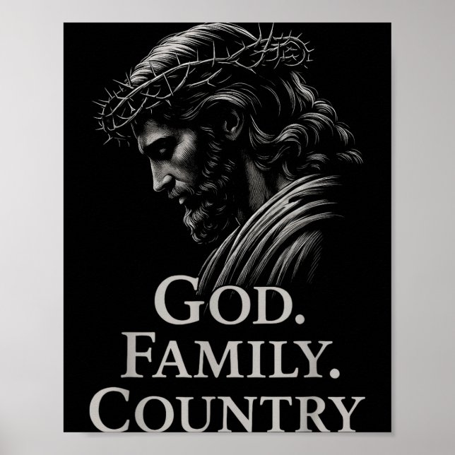 Poster Hugvyn God Family Country Jesus Christian Faith Mi (Frente)
