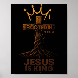 Poster Hugvyn Jesus É Rei Enraizado Cruz Cristã Bíblia 