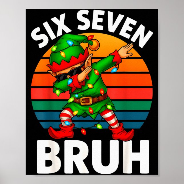 Poster Hugvyn Six Seven 6 7 Meme Dabbing Elf Merry Christ (Frente)