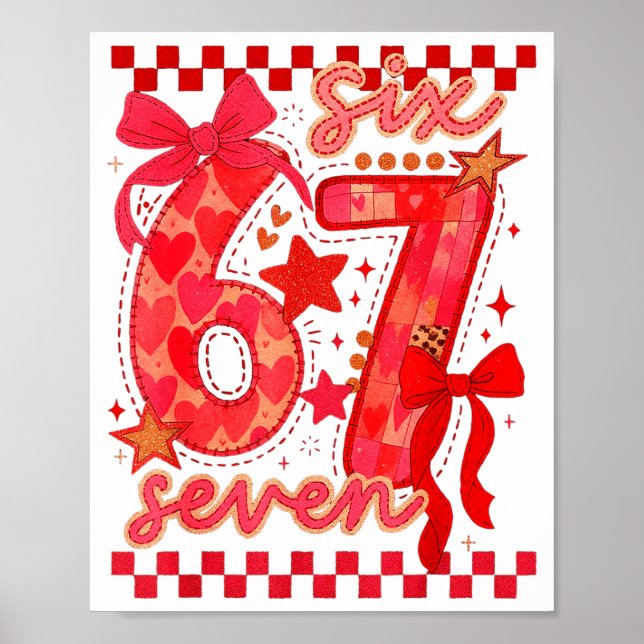 Poster Hugvyn Six Seven Valentine 6 7 Meme Checkered Coqu (Frente)