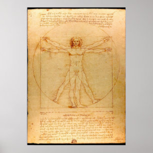Pôster Human Anatomy, Vitruvian Man by Leonardo da Vinci
