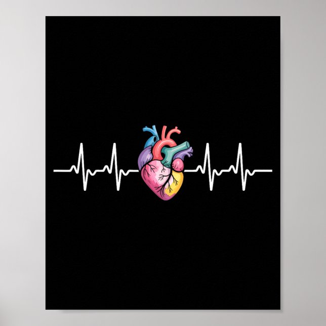 Poster Human Heartbeat Ecg Cardiology Anatomical Medical  (Frente)