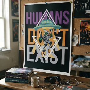 Poster Humanos Engraçados Não Existem Retro Ficção Cientí