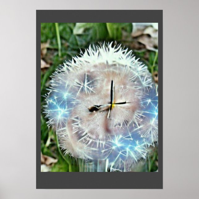 Poster Humble dandelion clock A.I. enhanced photo. (Frente)