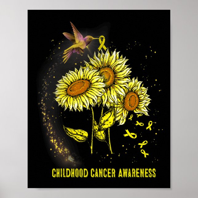 Poster Hummingbird Consciência do Cancer de Sunflower (Frente)