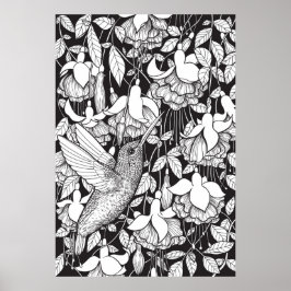 Poster Hummingbird e fuchsia