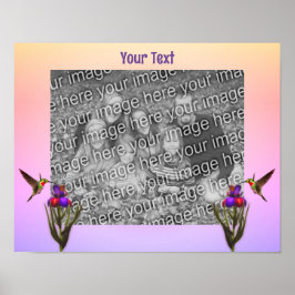 Poster Hummingbird E Iris Flor Criam O Seu