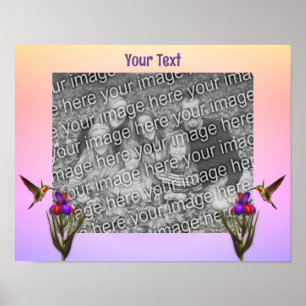 Poster Hummingbird E Iris Flor Criam O Seu