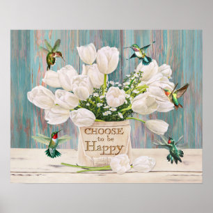 Poster Hummingbird Escolha para ser feliz Presente de Aqu