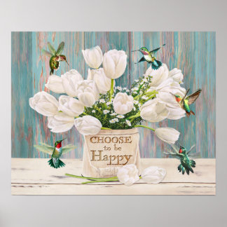 Poster Hummingbird Escolha para ser feliz Presente de Aqu
