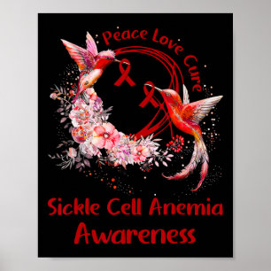 Poster Hummingbird Peace Love Cure Sickell Anemia Awa