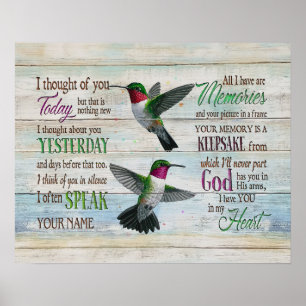 Poster Hummingbird Que Pensei Em Ti Memorial