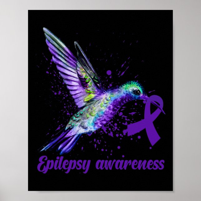 Poster Hummingbird Roxo Fita Epilepsia Mês (Frente)