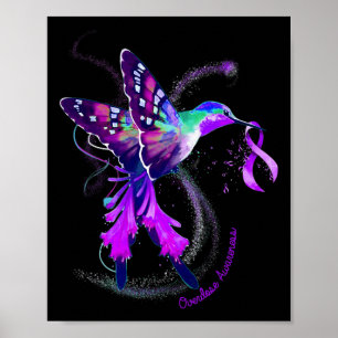 Poster Hummingbird Segure uma Fita Roxa Sensibilização pa