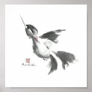 Pôster Hummingbird, Sumi-e