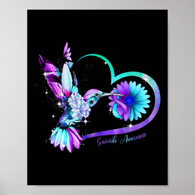 Poster Hummingbird Sunflower Hearple Ribbon Suicídio (Frente)