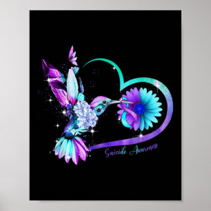 Poster Hummingbird Sunflower Hearple Ribbon Suicídio