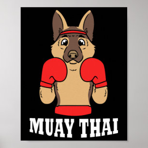 Poster Humor Animal Muay Thai Kickboxing Cachorro Engraça