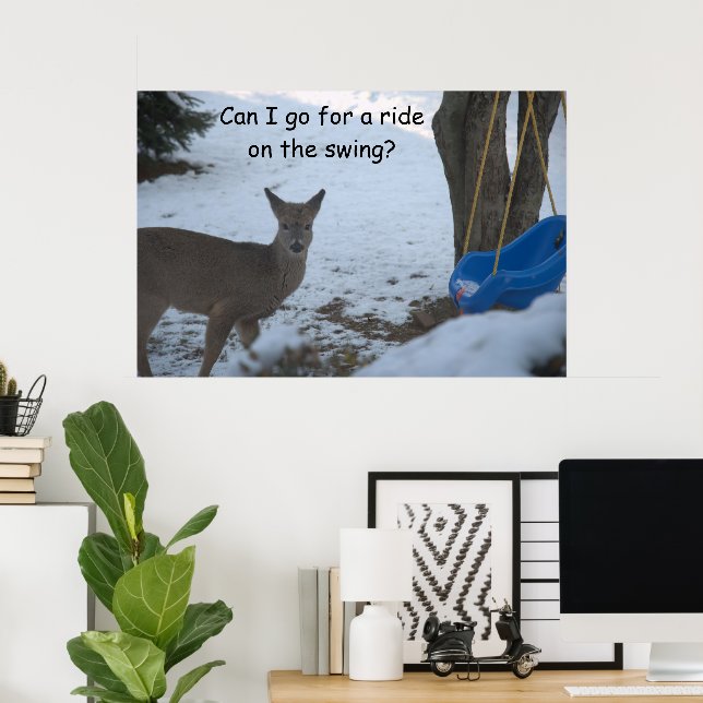 Poster Humor Baby Buck Snow Blue Baby Swing (Escritório em casa)