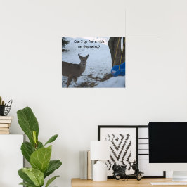 Poster Humor Bebê Buck Snow Balanço Azul Bebê