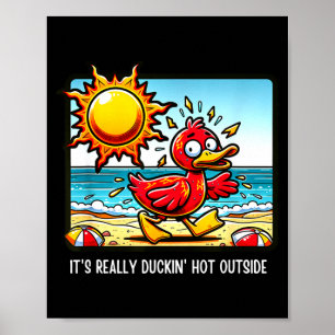 Poster Humor de onda de calor - dia de praia de pato cômi