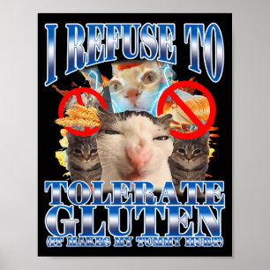 Poster Humor Divertido Eu Me Recuso A Tolerar Gato Sem Gl
