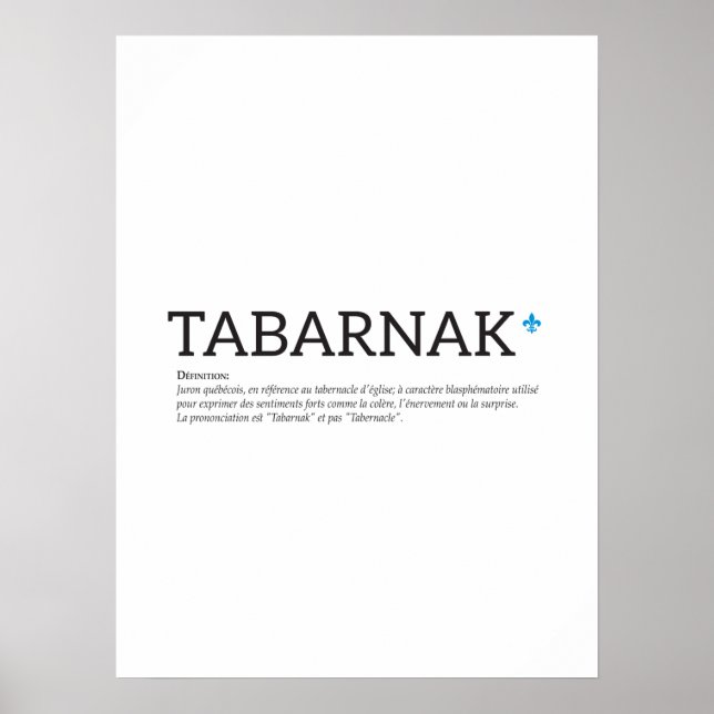 Pôster Humor Francês Juron Joual Tabanak Québec (Frente)