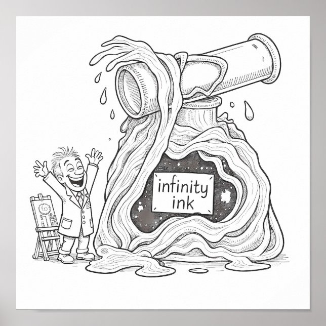 Poster Humorous Cartoon Infinity Ink Decoupage Line Art (Frente)