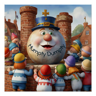 Pôster Humpty Dumpty bersert rhyme watercolor em