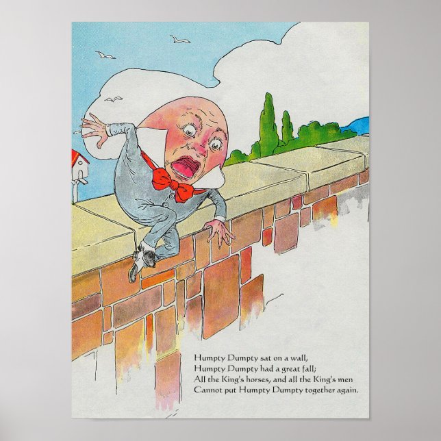 Poster Humpty Dumpty em Wall Madre Goose Nursery Rhyme (Frente)